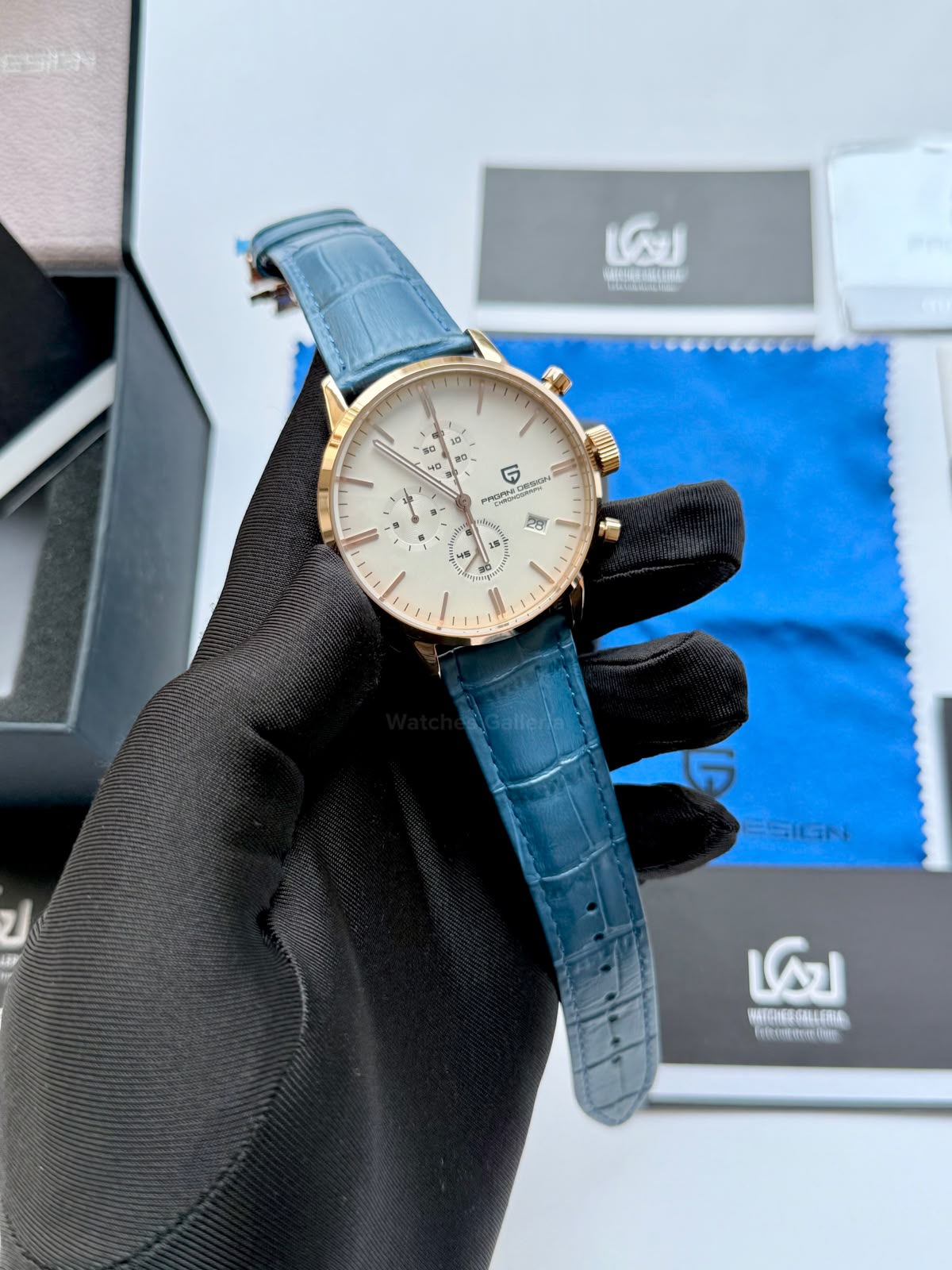 Pagani Design PD2720K |  Blue Rose Gold White | Flight Chronograph Limited Edition Blue Rose Gold White Quartz Watch