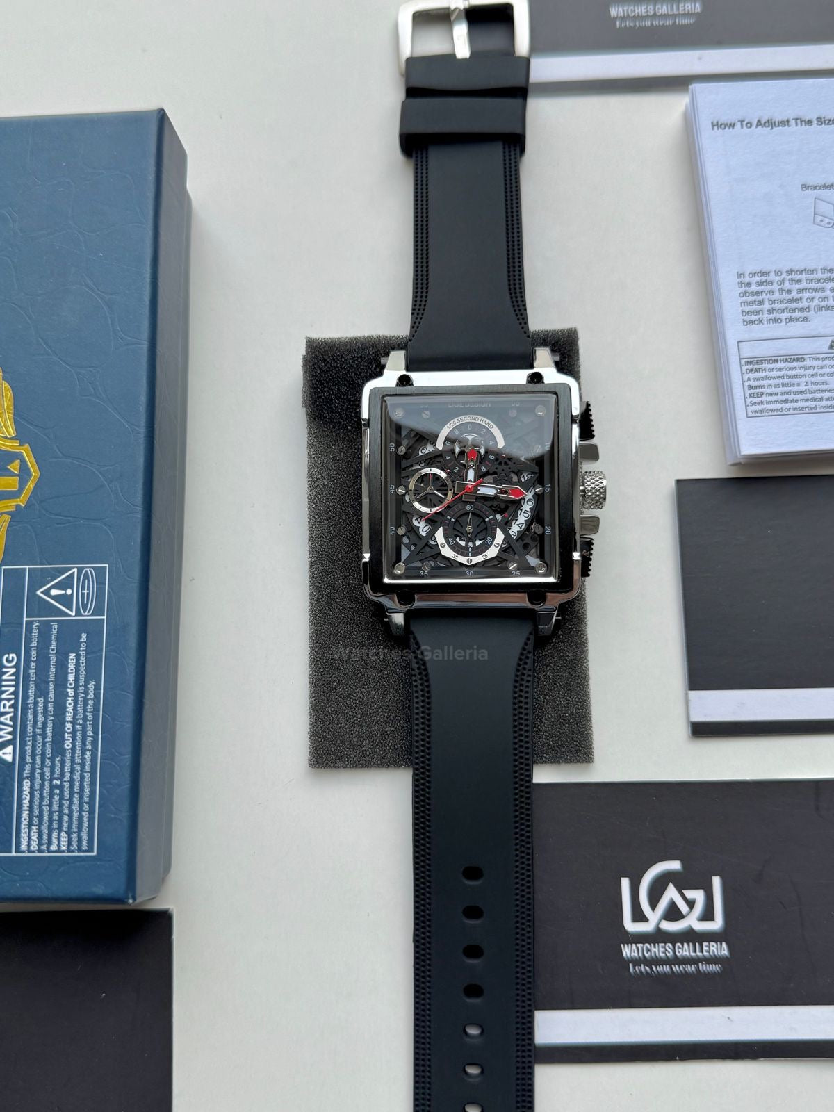 Lige Watch LG8935 Square Chronograph (Silver/Black) Lige Watch Pakistan