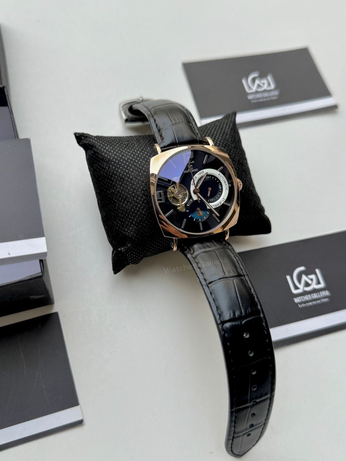Aokulasic AOKU001 Moonphase Flywheel (Black/Rose Gold) Aokulasic Watch in Pakistan