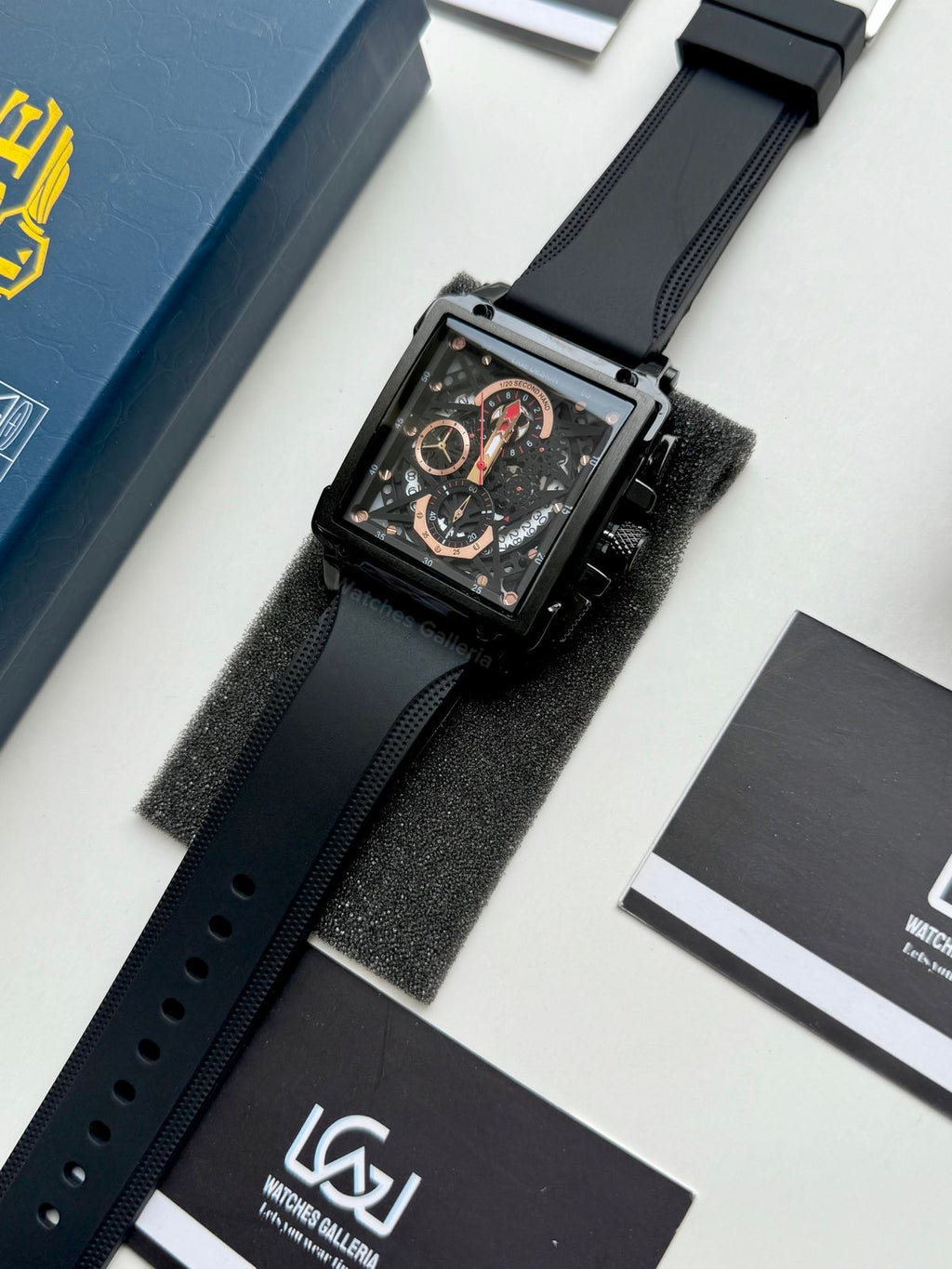 Lige Watch LG8935 Square Chronograph (Black) Lige Watch Pakistan