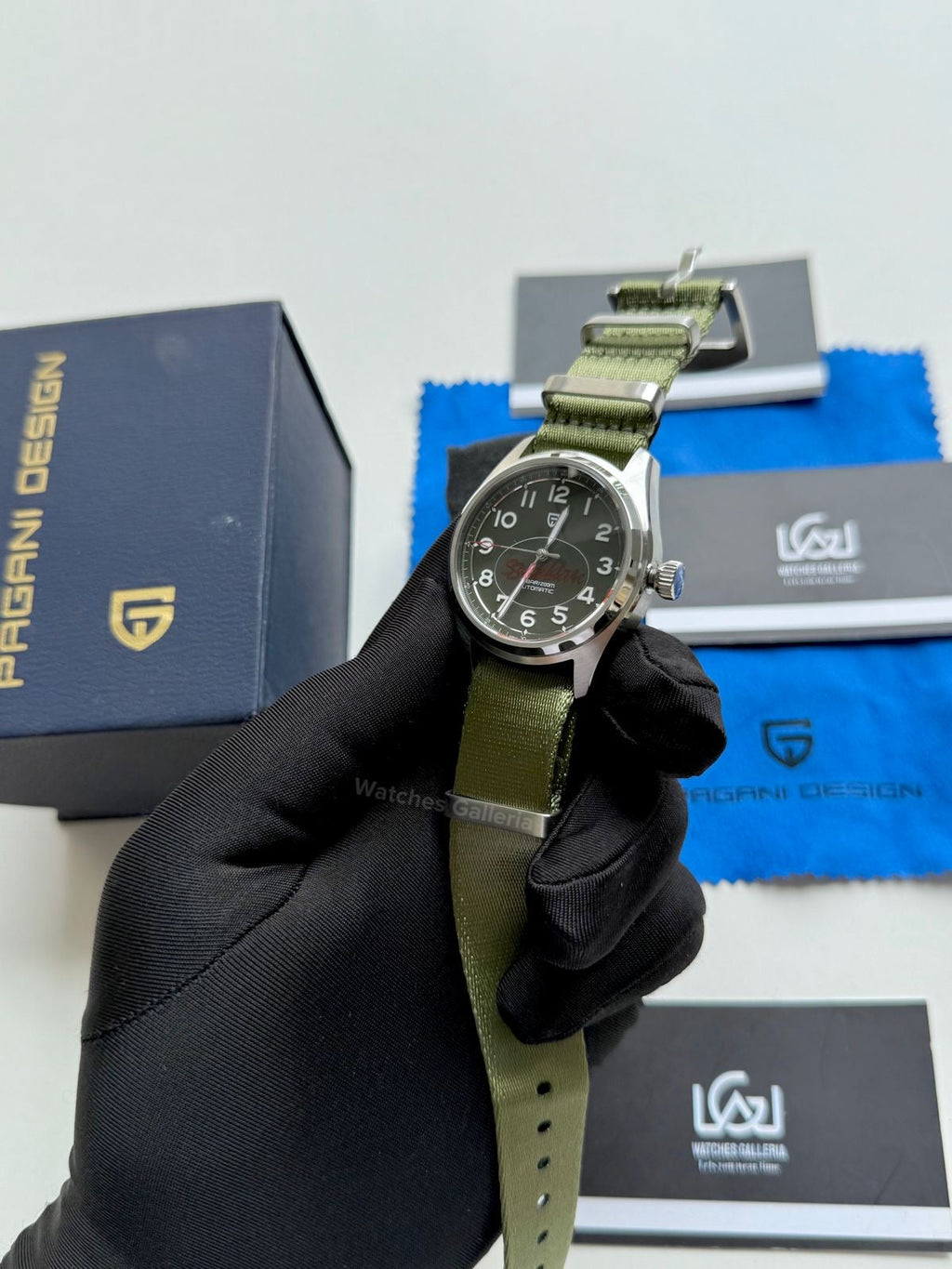 Pagani Design Spirit Pilot Automatic (Green-Nylon Bracelet) PD1717 Watches Galleria