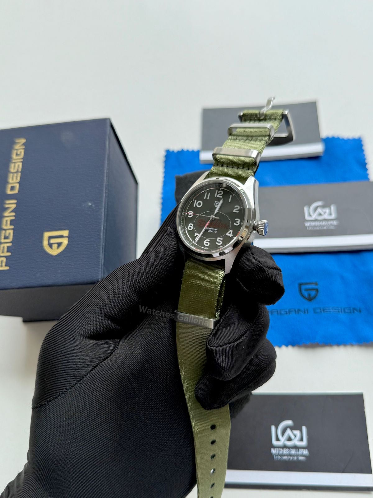 Pagani Design Spirit Pilot Automatic (Green-Nylon Bracelet) PD1717 Watches Galleria