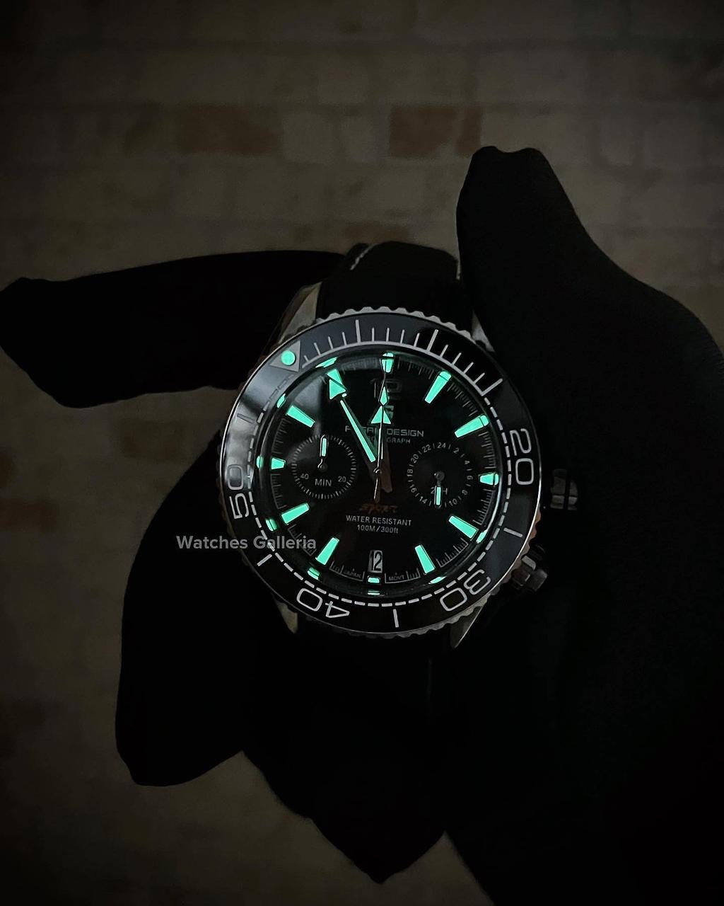 Pagani Design SeaMaster Planet Ocean Chronograph Quartz (Black) PD1711