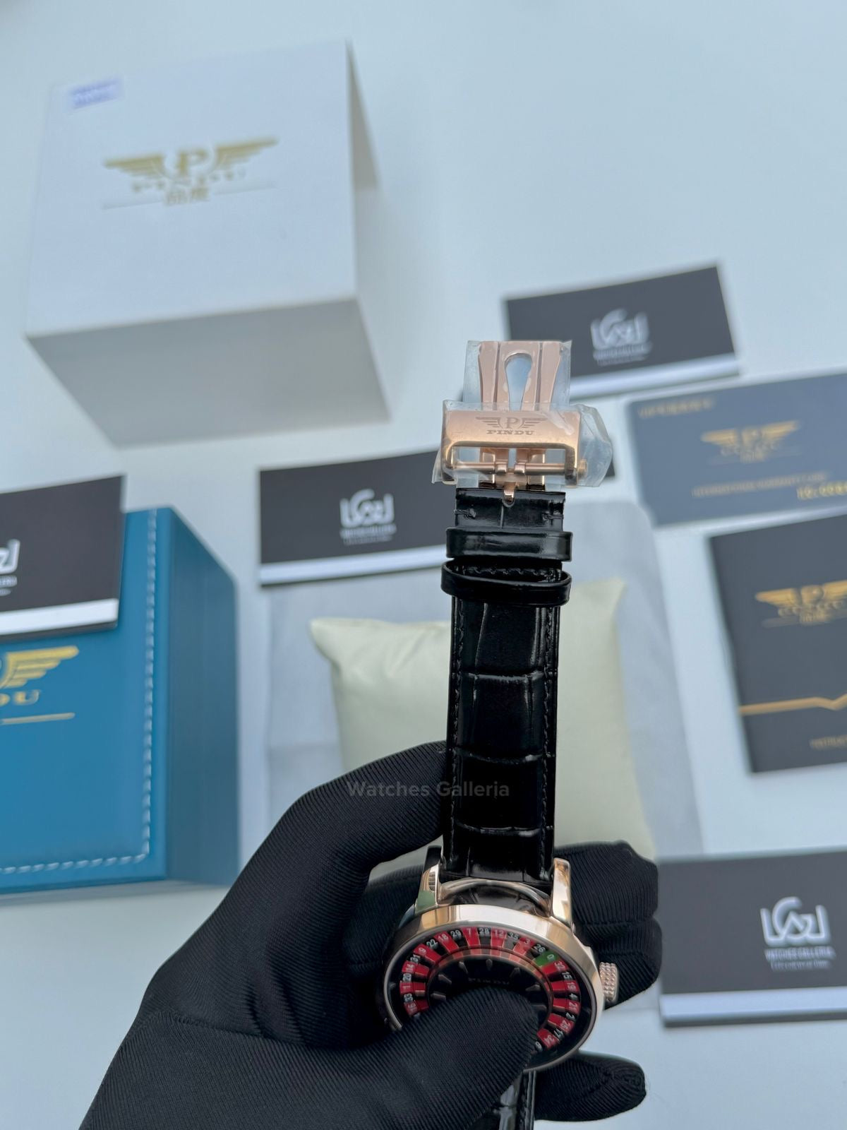 Pindu Design Casino Tourbillon Roulette Button Automatic (Black) P6628 Watches Galleria