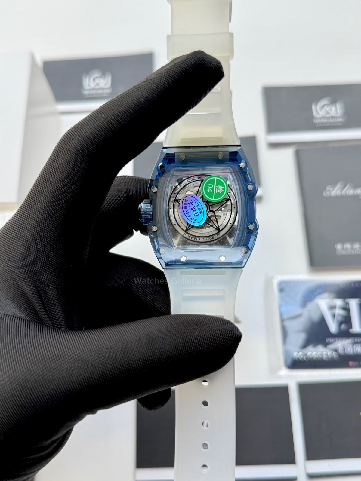 Ailang 8109 Skeleton Watch for Men White Blue Automatic Mechanical Watch Original Ailang Watch Pakistan