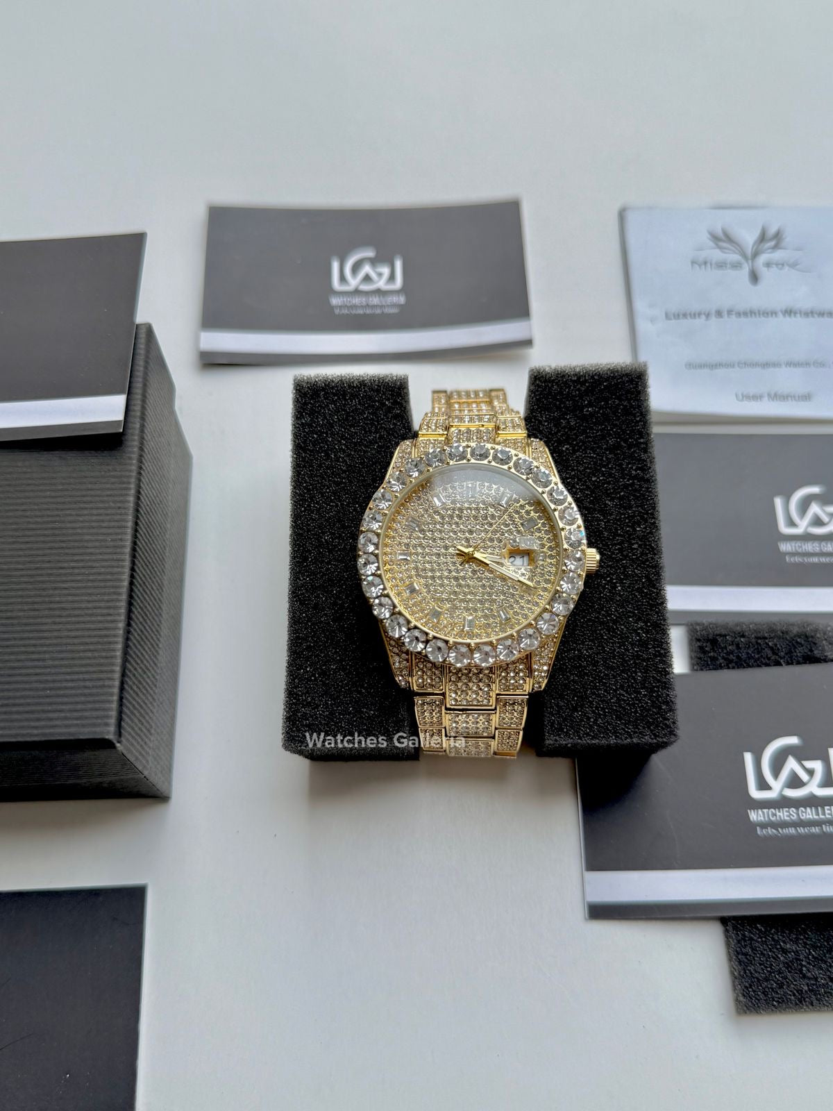 Miss Fox Iced Out Royal Oak Quartz (Gold) MFV332 Watches Galleria