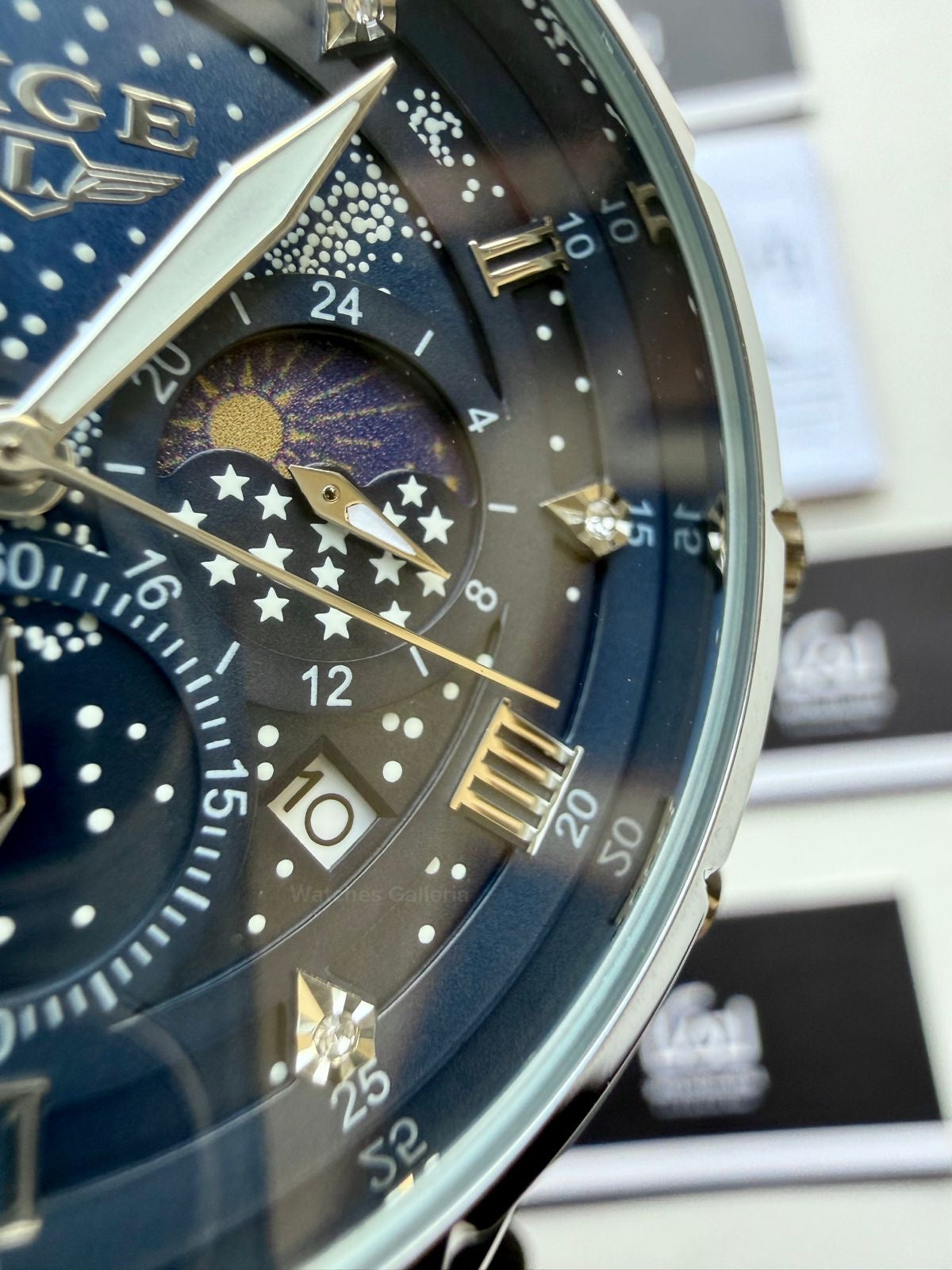 Lige Watch LG89107 Moonphase Chronograph (Blue/Silver) Lige Watch in Pakistan