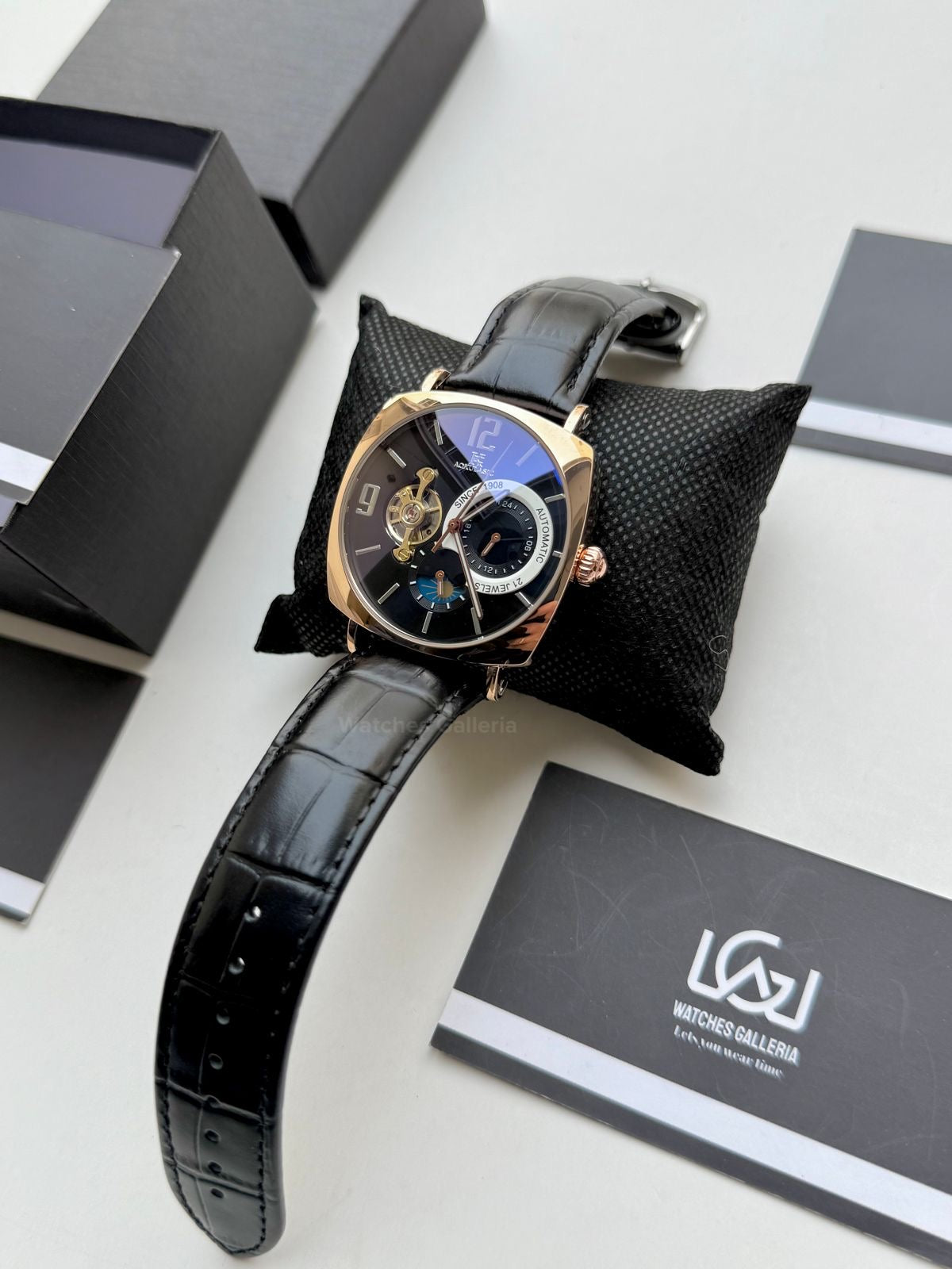 Aokulasic AOKU001 Moonphase Flywheel (Black/Rose Gold) Aokulasic Watch in Pakistan