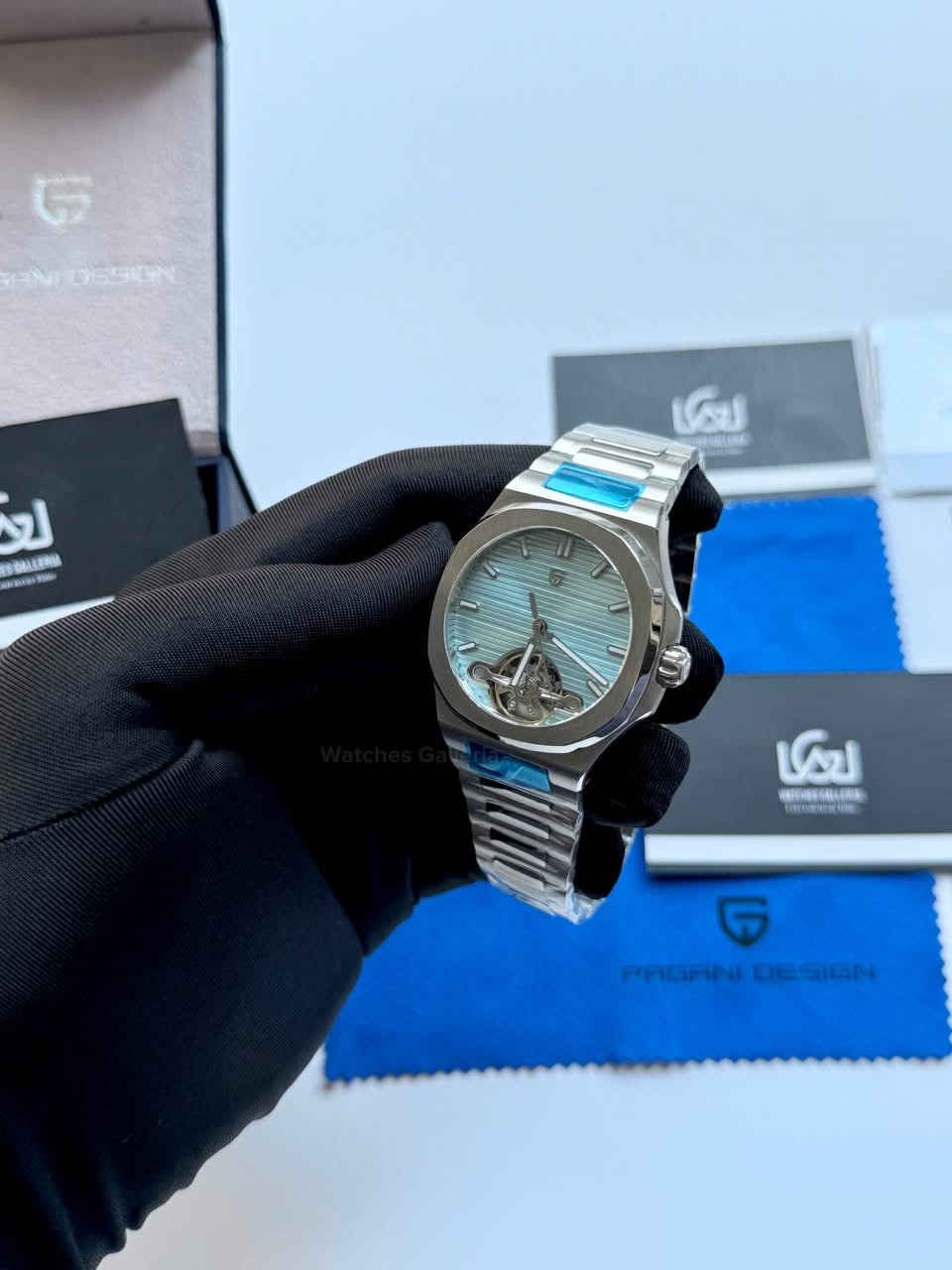 Pagani Design PDys025 Nautilus Flywheel Ice Blue 42mm Automatic Watch – Sapphire Crystal | E3251 Movement | 5ATM