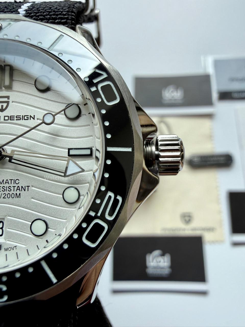 Pagani Design PD1685 Nato Seamaster Diver White Automatic Watch – 200M Sapphire Crystal NH35A/Miyota Luxury Dive Watch in Pakistan | Watches Galleria