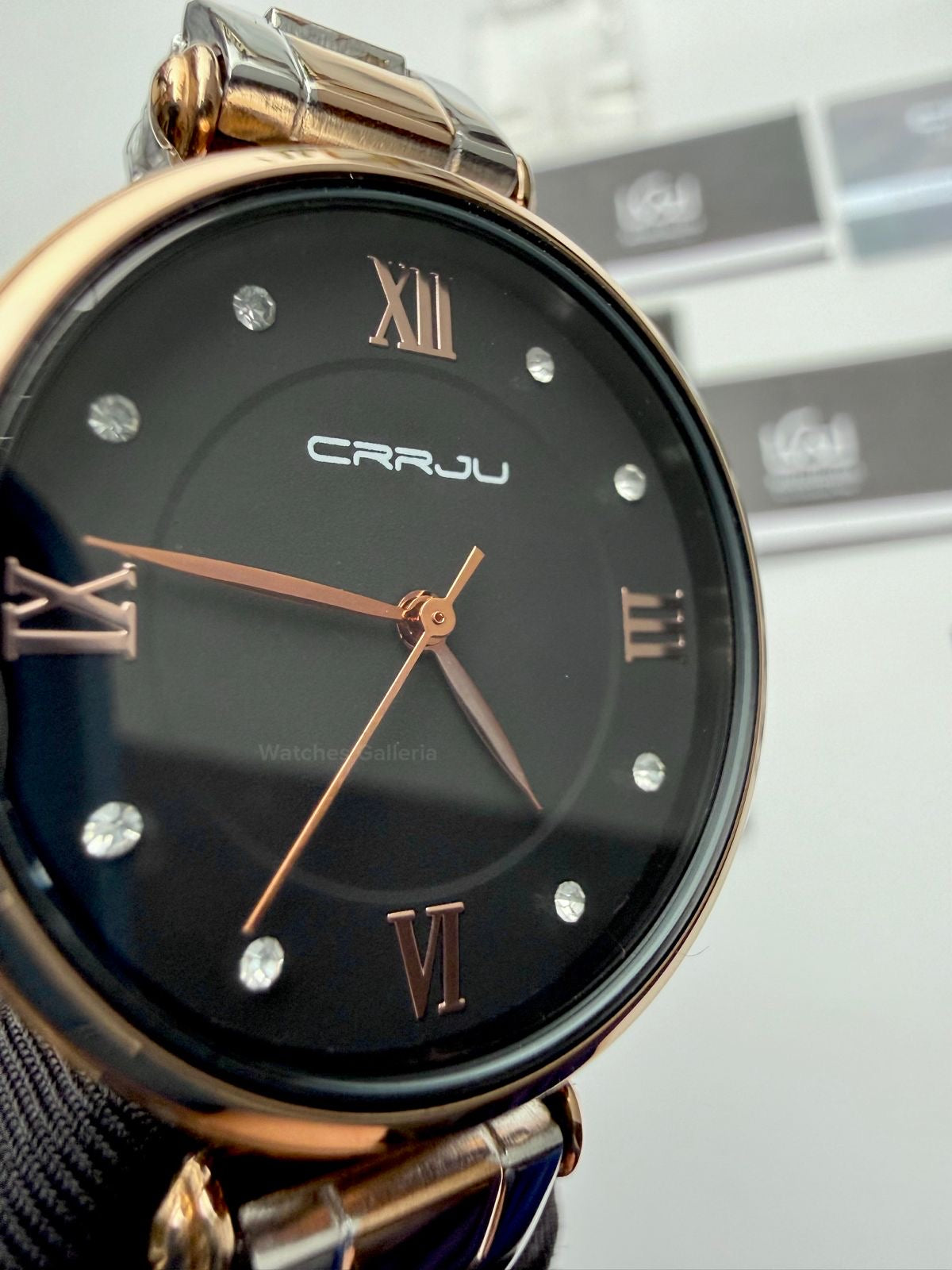 Crrju 2178 Ladies Watch Quartz (Rose Gold/Black) CRRJU Watch Pakistan