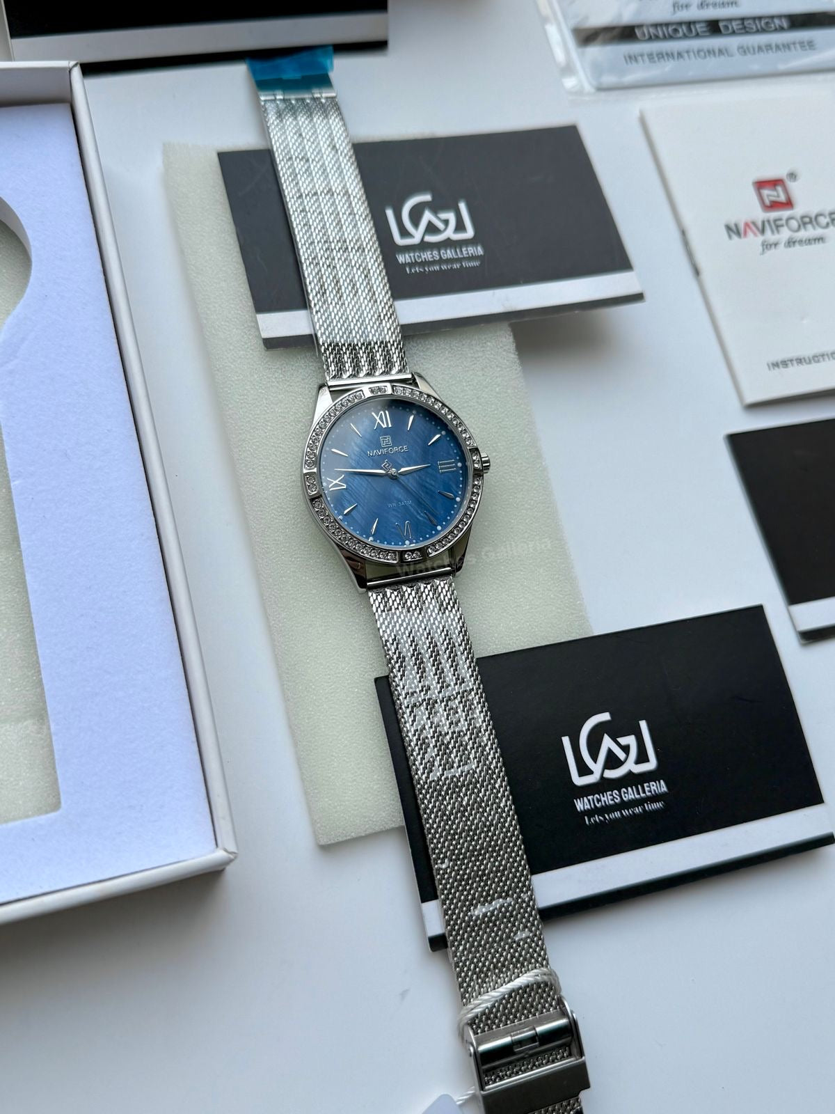 Naviforce NF5028 Blue Classic Stones Quartz Watch (Unisex) Naviforce Watch Pakistan