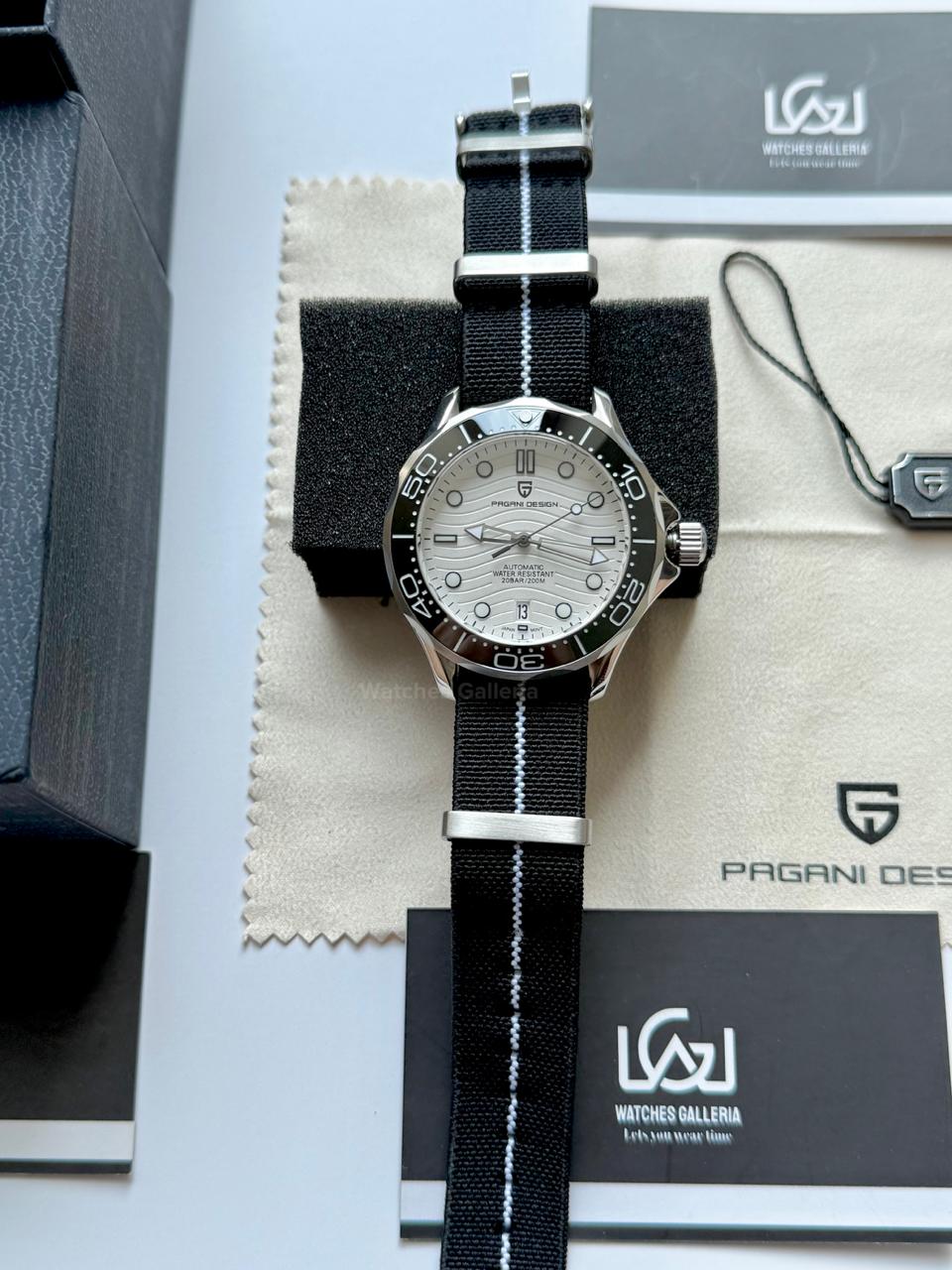 Pagani Design PD1685 Nato Seamaster Diver White Automatic Watch – 200M Sapphire Crystal NH35A/Miyota Luxury Dive Watch in Pakistan | Watches Galleria