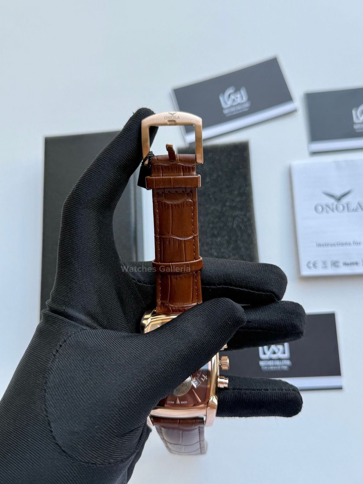 Onola Square Chronograph Quartz (Brown) ON6818 Watches Galleria