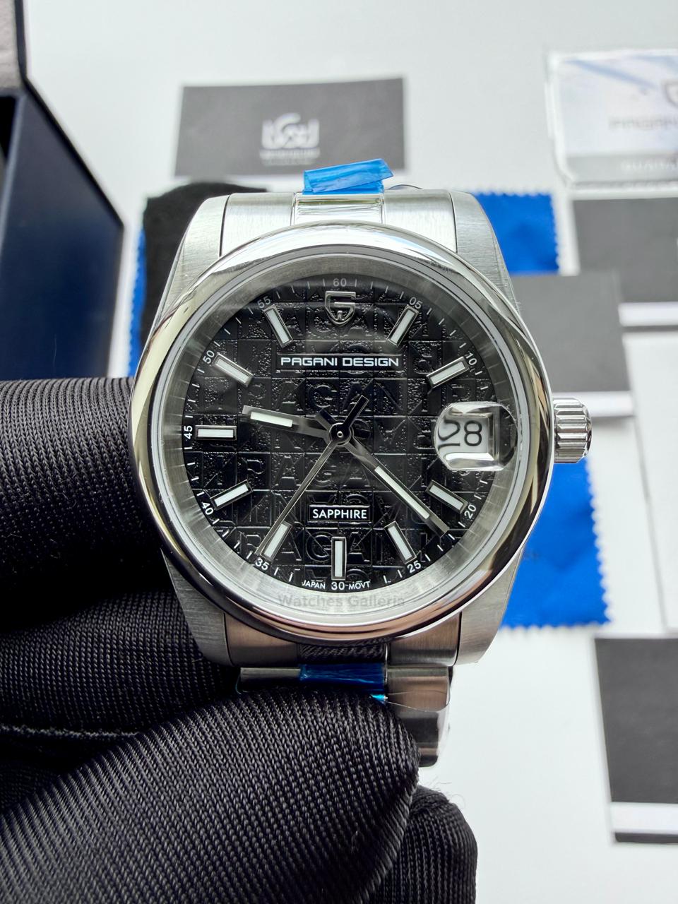 Pagani Design PD1794L Ladies Oyster Perpetual Date Black Dial Watch in Pakistan – 31mm Elegant Stainless Steel Quartz Luxury Watch