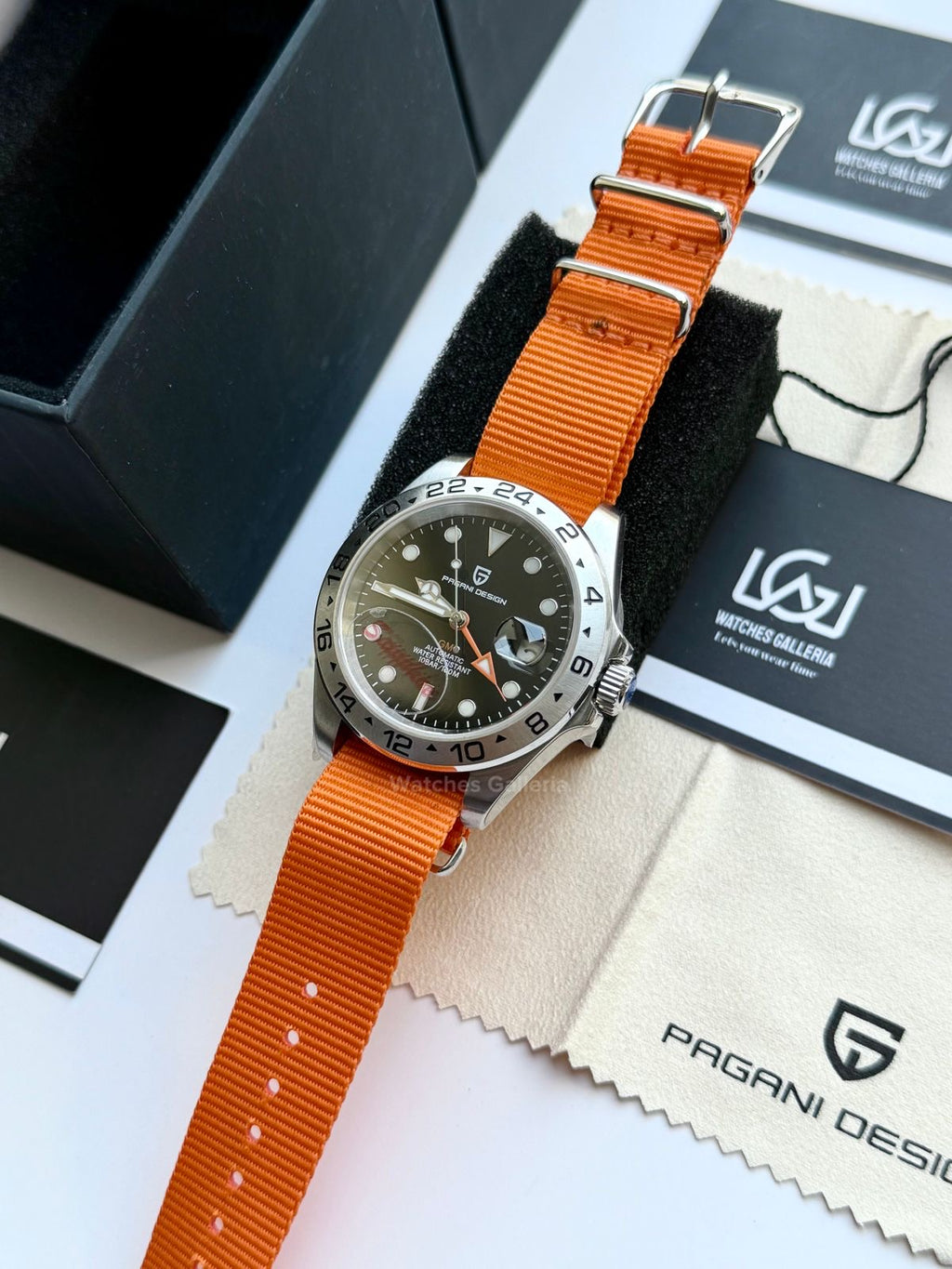 Pagani Design PD1682 Explorer II Black 42mm GMT Automatic – Sapphire Glass | NATO Strap | 100M WR