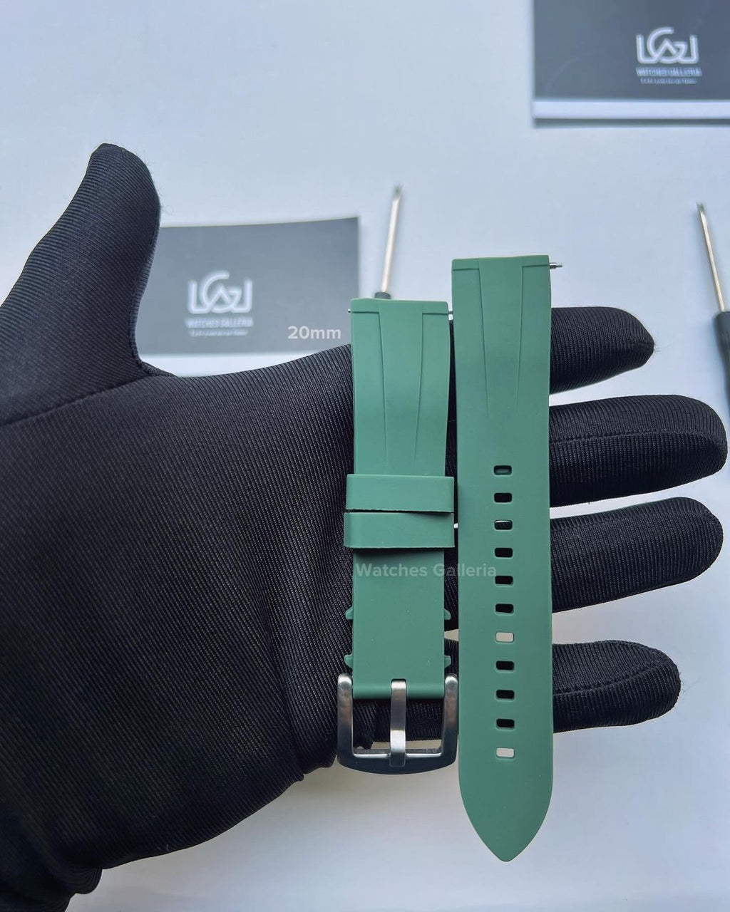 Rubber Straps Quick Release (Army Green Silver Buckle) 20mm or 22mm