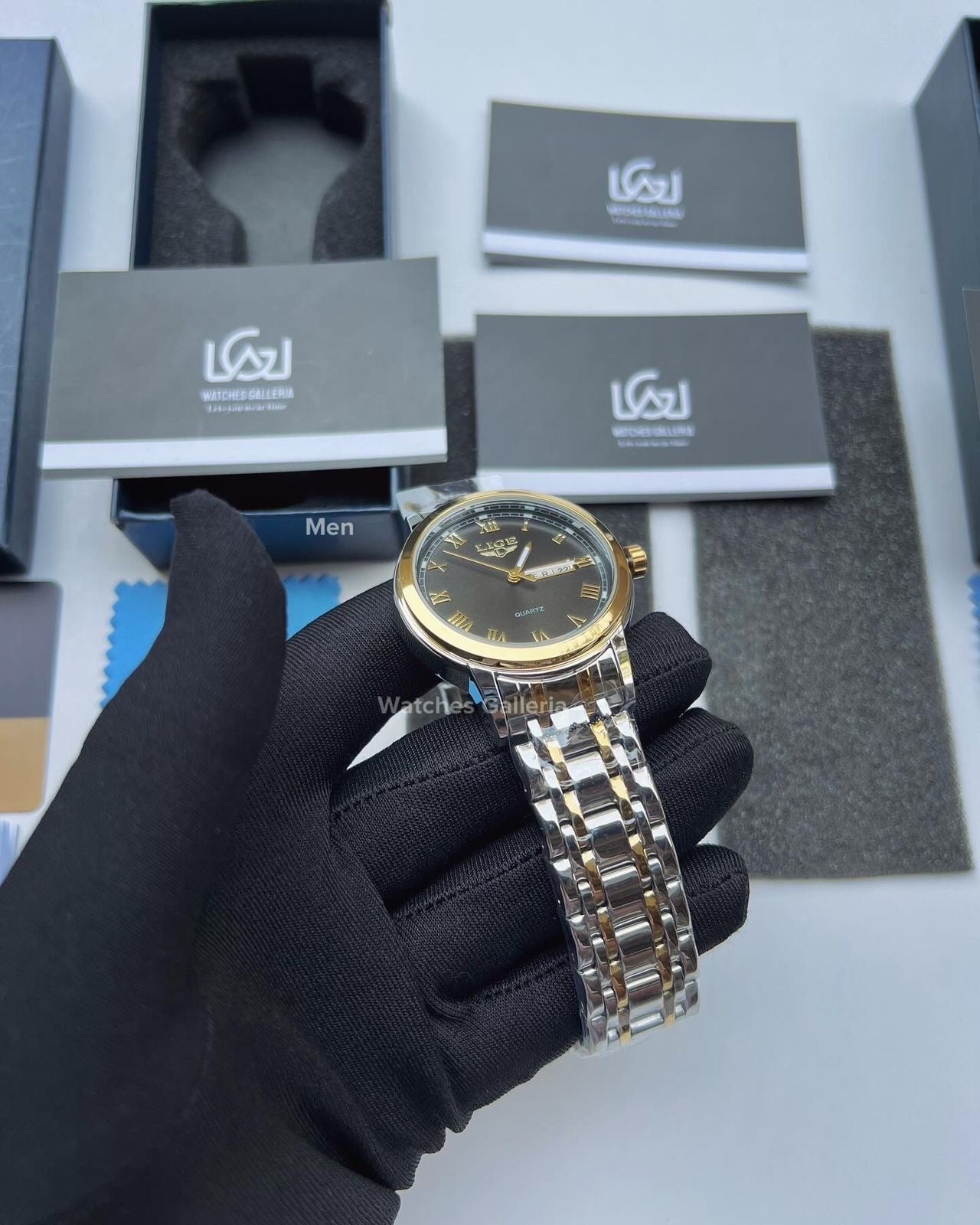 Lige Date Day Couple Watch (Gold/Black) Lige9846 Lige10007L