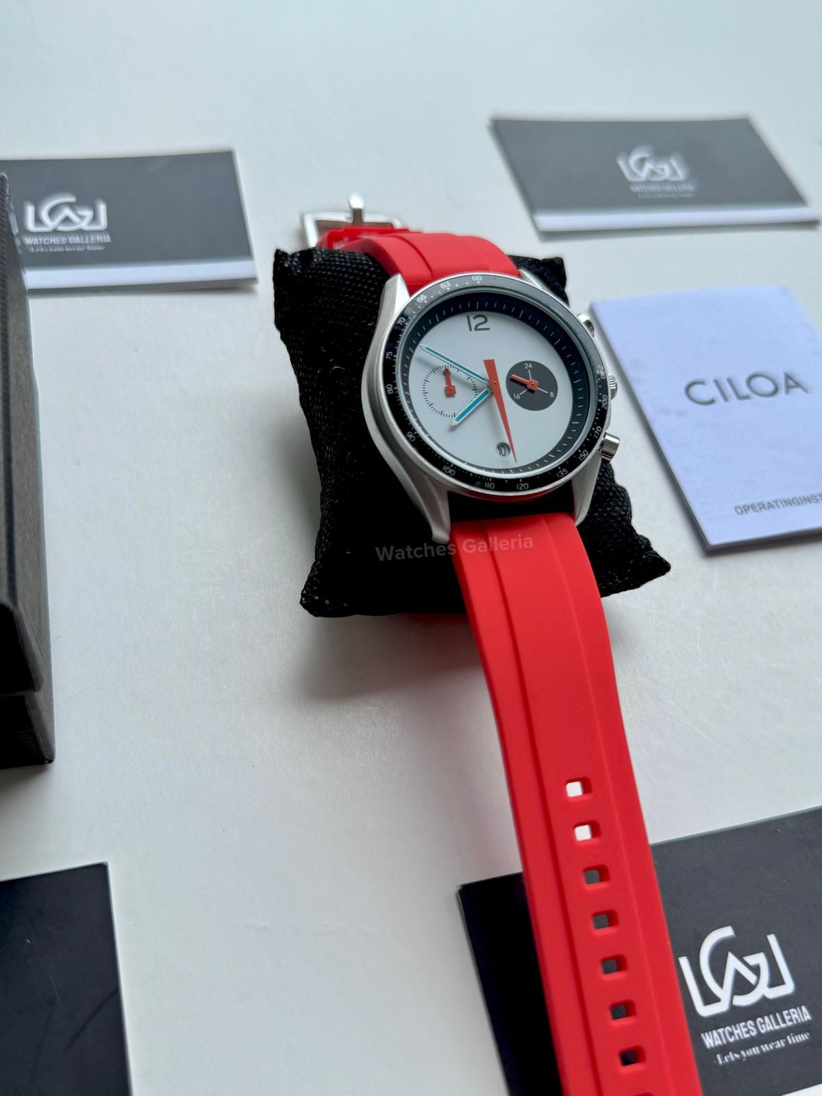 Ciloa Chronograph Leather Quartz (White) ciloa507 Watches Galleria