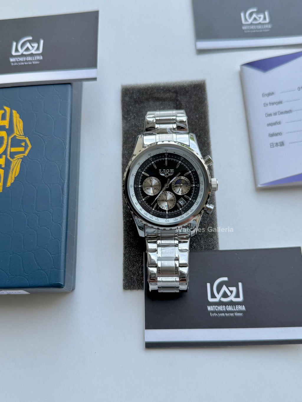 Lige Chronograph Quartz (Black) Lige8989 Watches Galleria