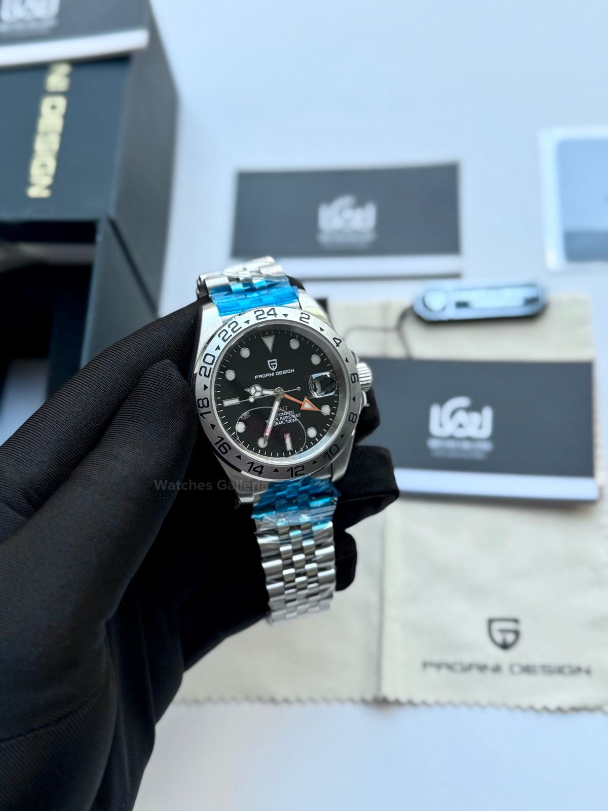 Pagani Design PD1682 Explorer II Black 42mm GMT Automatic – Sapphire Glass | Jubilee Bracelet | 100M WR