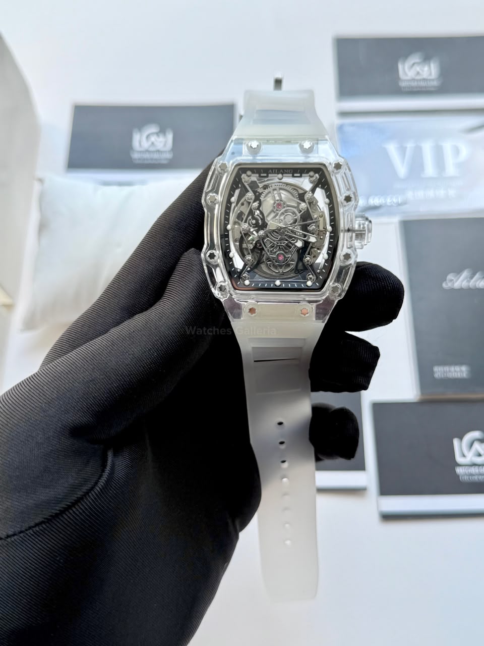 Ailang 8109 Skeleton Watch for Men White Blue Automatic Mechanical Watch Original Ailang Watch Pakistan