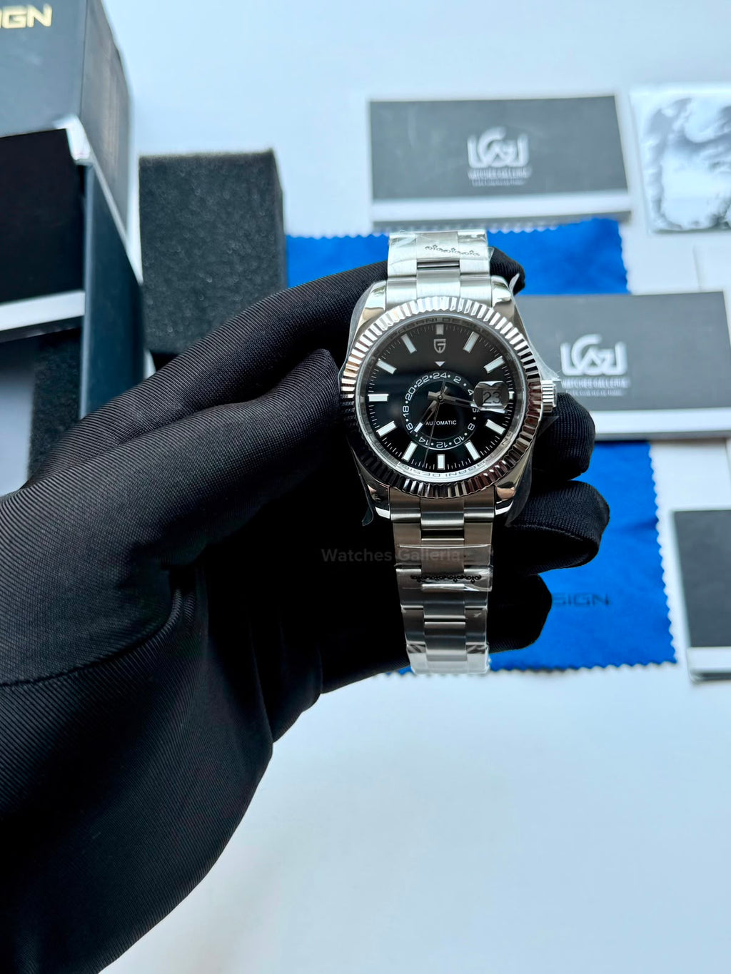 Pagani Design PD1888 Sky Dweller Black Automatic GMT Watch for Men Sapphire Crystal Original Pagani Design Watch Pakistan