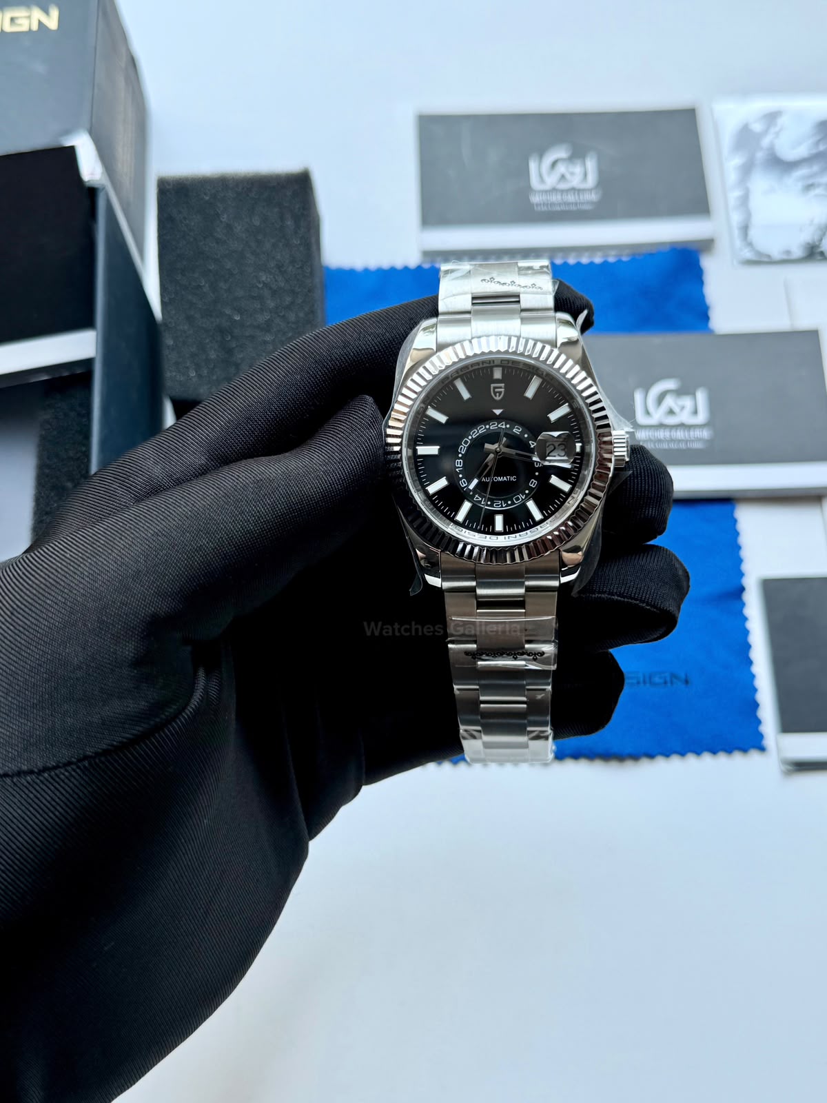 Pagani Design PD1888 Sky Dweller Black Automatic GMT Watch for Men Sapphire Crystal Original Pagani Design Watch Pakistan