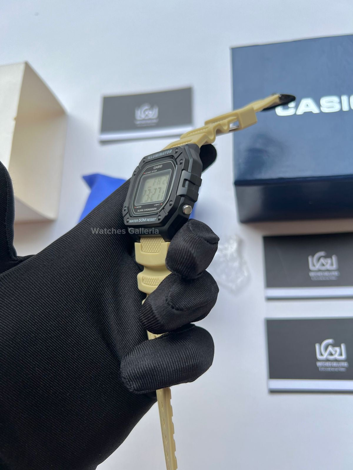 Casio Sports Digital Watch Khaki Exclusive (White Display) W218H Watches Galleria