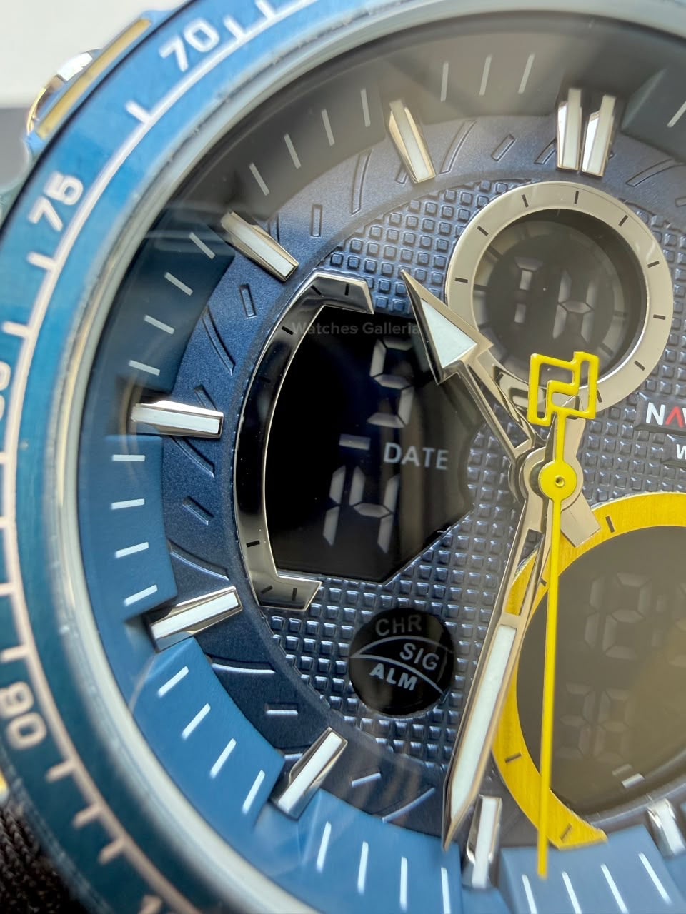 Naviforce Watch Pakistan NF9182 | Naviforce Men Watch | Naviforce Chain Watch | Dual Display Blue Yellow Watch