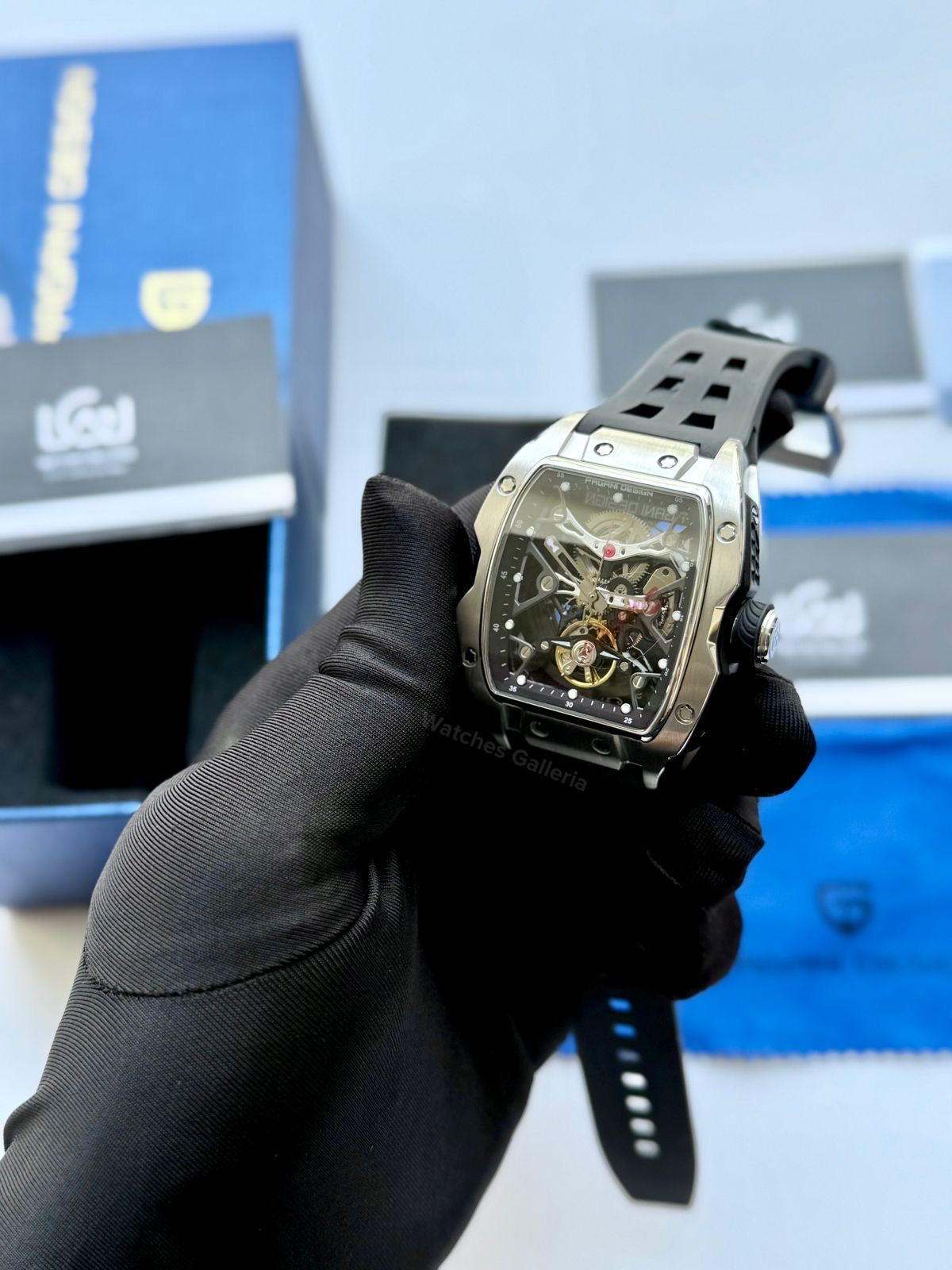 Pagani Design PDys018 Tonneau Skeleton Silver Black 42mm Automatic – Sapphire Crystal | Flywheel | 36H Power Reserve
