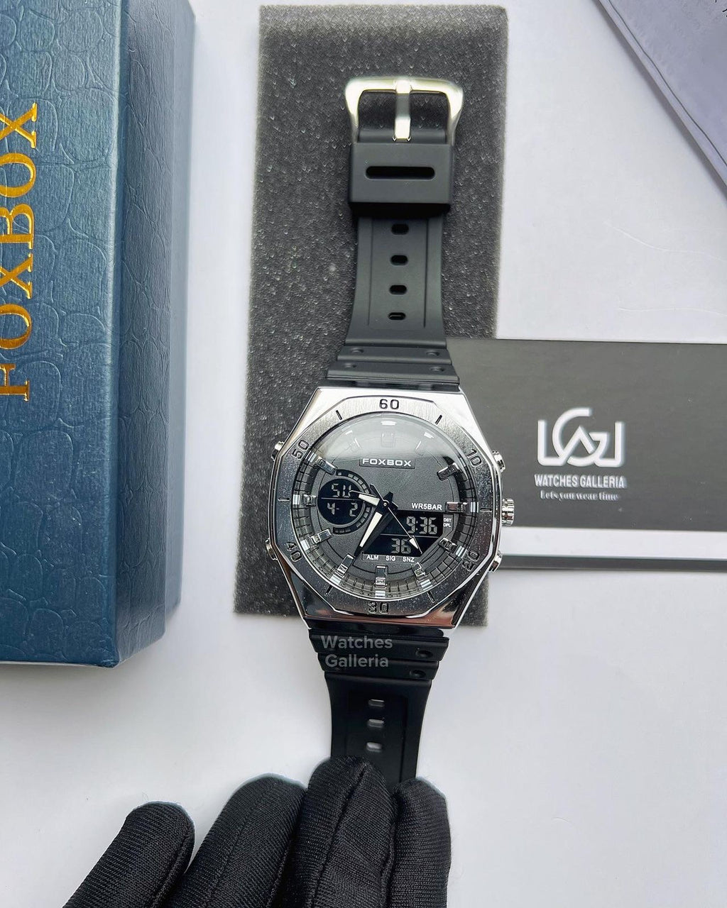 Foxbox Oak Dual Watch (Silver Black) FB0030