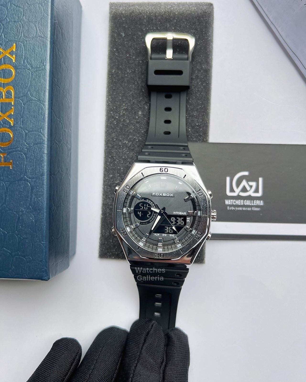 Foxbox Oak Dual Watch (Silver Black) FB0030