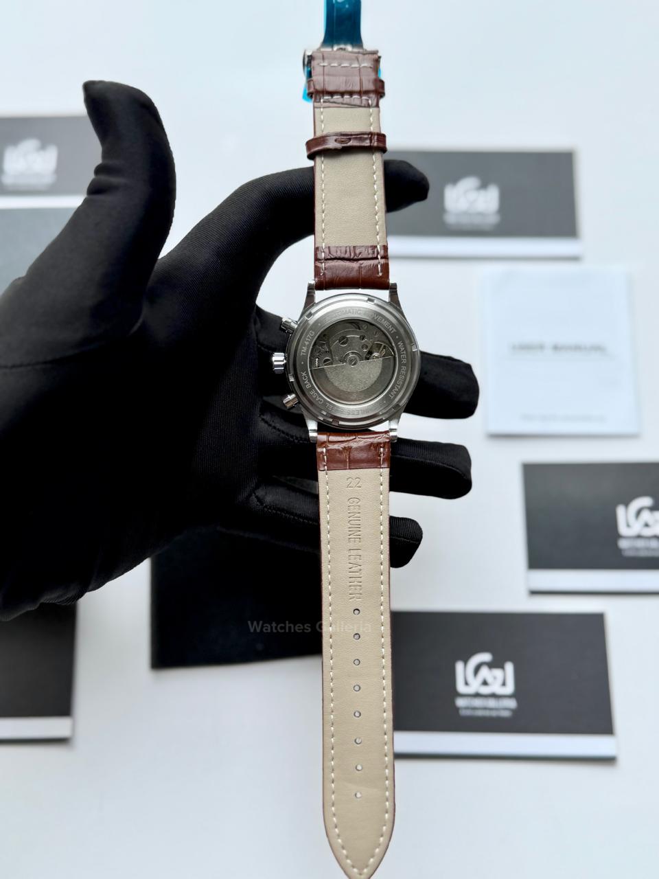 Forsining 147 Panda Automatic Watch Silver Black – Skeleton Dial, Complete Calendar, Luxury Mechanical Men’s Watch