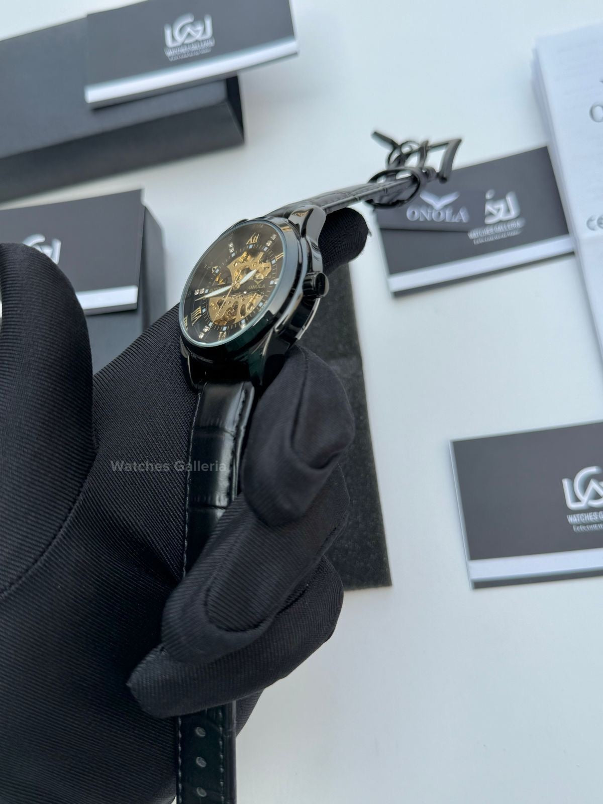 Onola Skeleton Watch Automatic (Black) ON3861 Watches Galleria