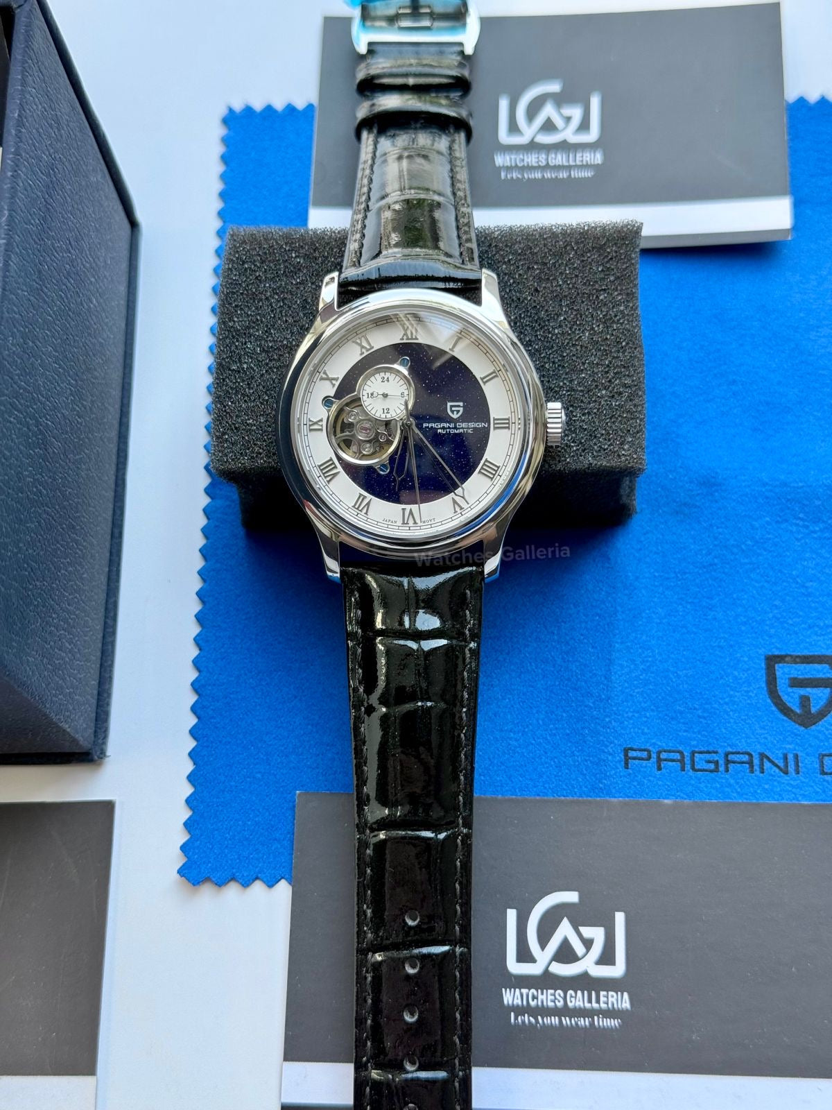 Pagani Design PDys015 Stardust Open Heart Automatic Watch – 41mm NH39A, Sapphire Crystal, 100M Water Resistant, Open Heart Skeleton Dial (Black/Blue)