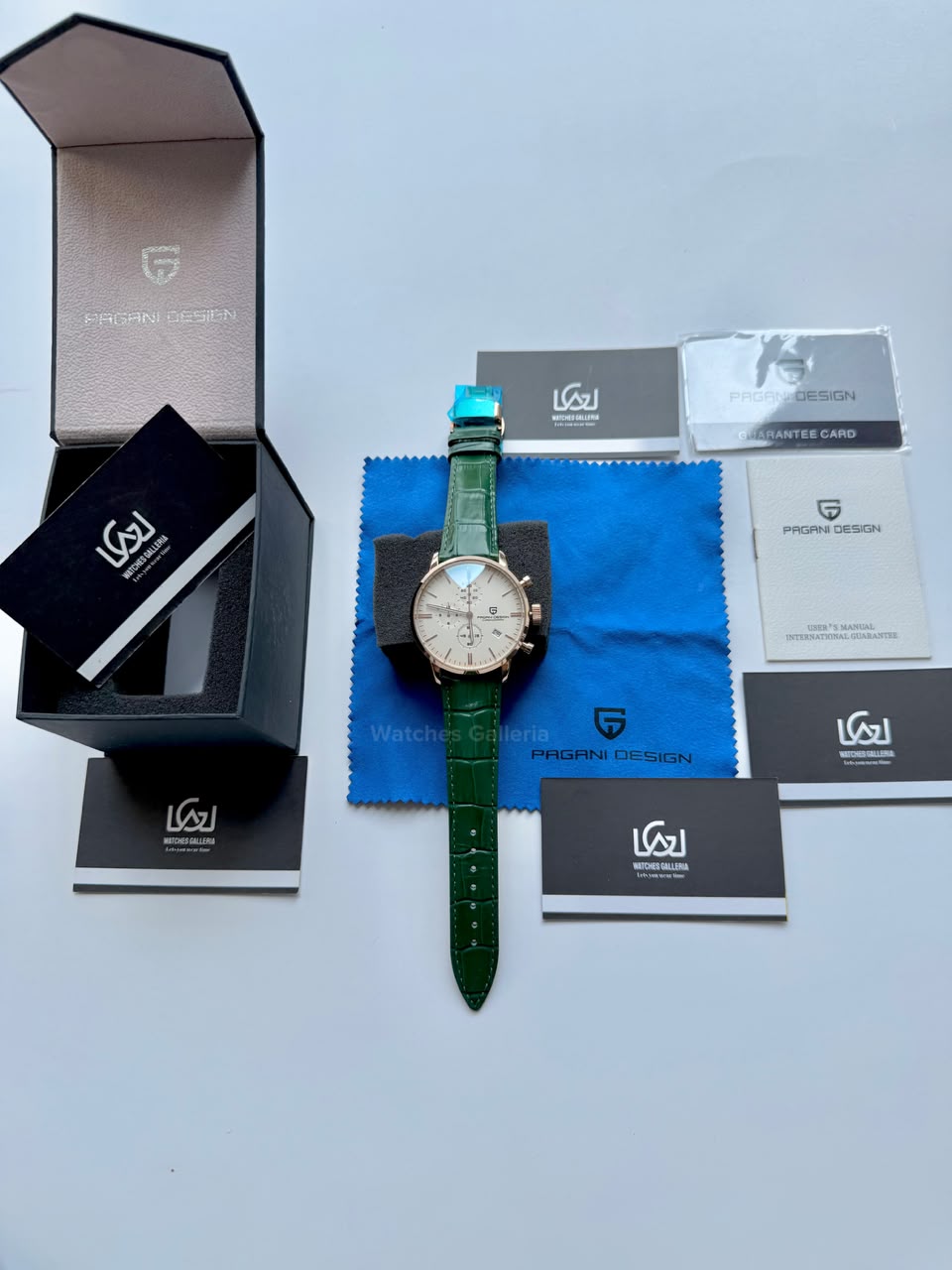 Pagani Design PD2720K | Green Rose Gold White | Flight Chronograph Limited Edition Blue Rose Gold White Quartz Watch
