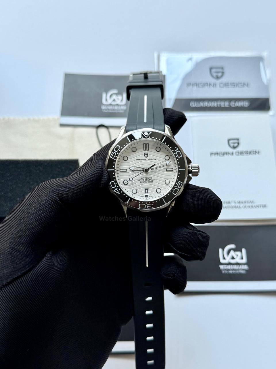 Pagani Design PD1685 Silicon Seamaster Diver White Automatic Watch – 200M Sapphire Crystal NH35A/Miyota Luxury Dive Watch in Pakistan | Watches Galleria