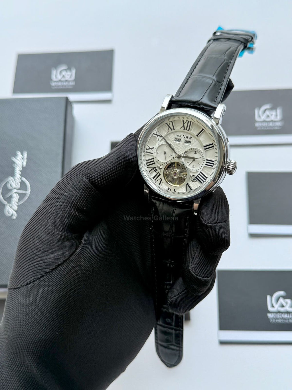 Glenaw GL8920 Calendar Flywheel Automatic Watch – Black Dial | Luxury Automatic Wristwatch for Men