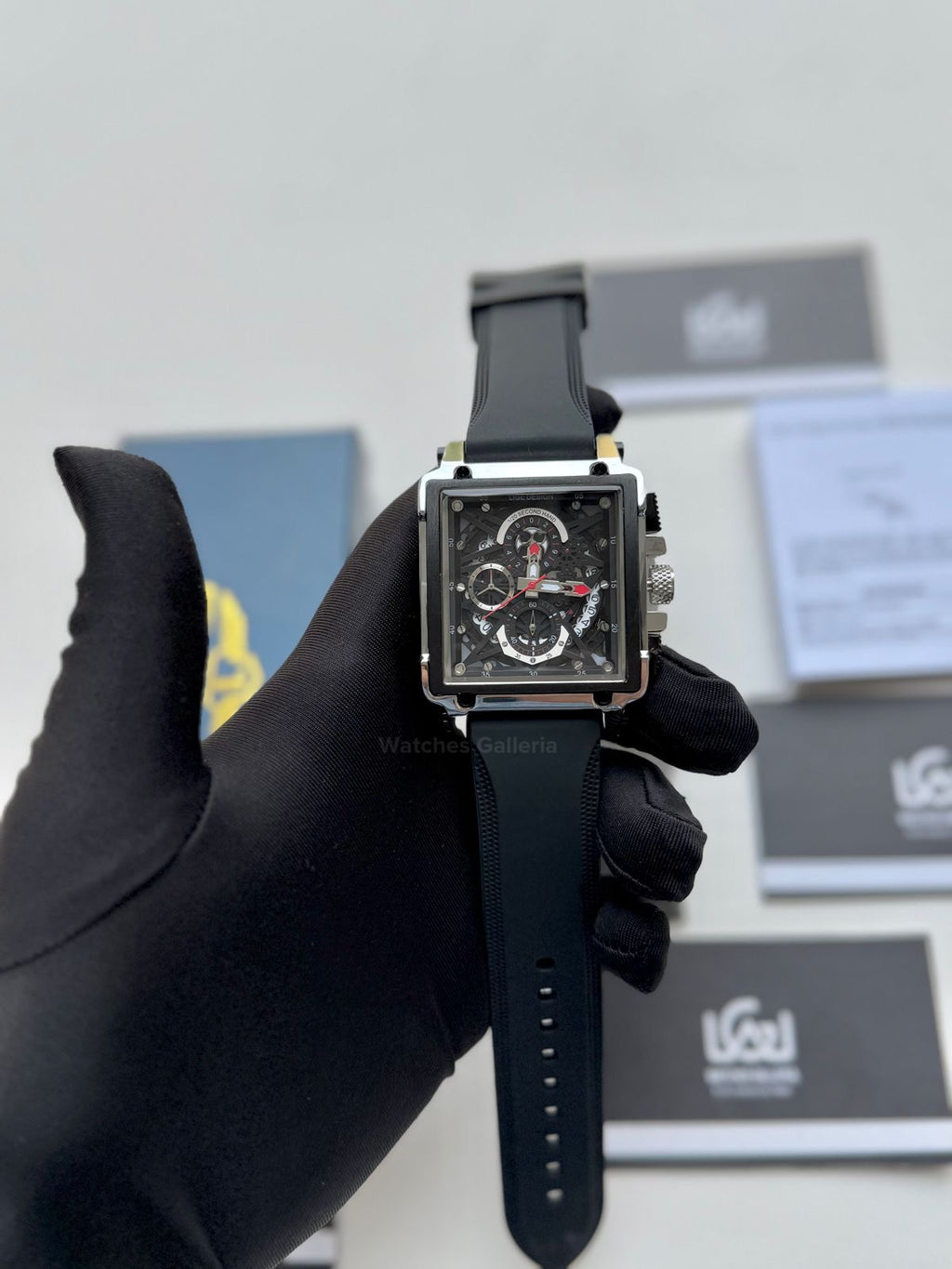 Lige Watch LG8935 Square Chronograph (Silver/Black) Lige Watch Pakistan