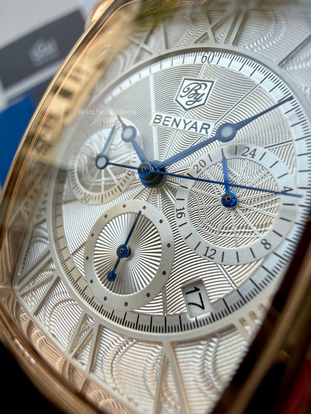 Benyar BY5113 Square Chronograph (Brown/White Rose Gold) Benyar Watch Pakistan