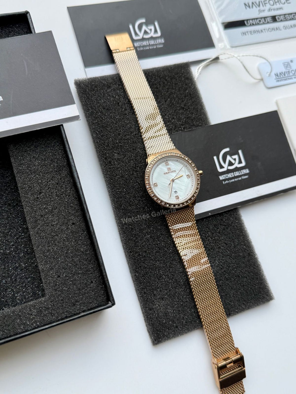Naviforce NF5005 Women Watch Quartz (Rose Gold/White) Naviforce Watch in Pakistan