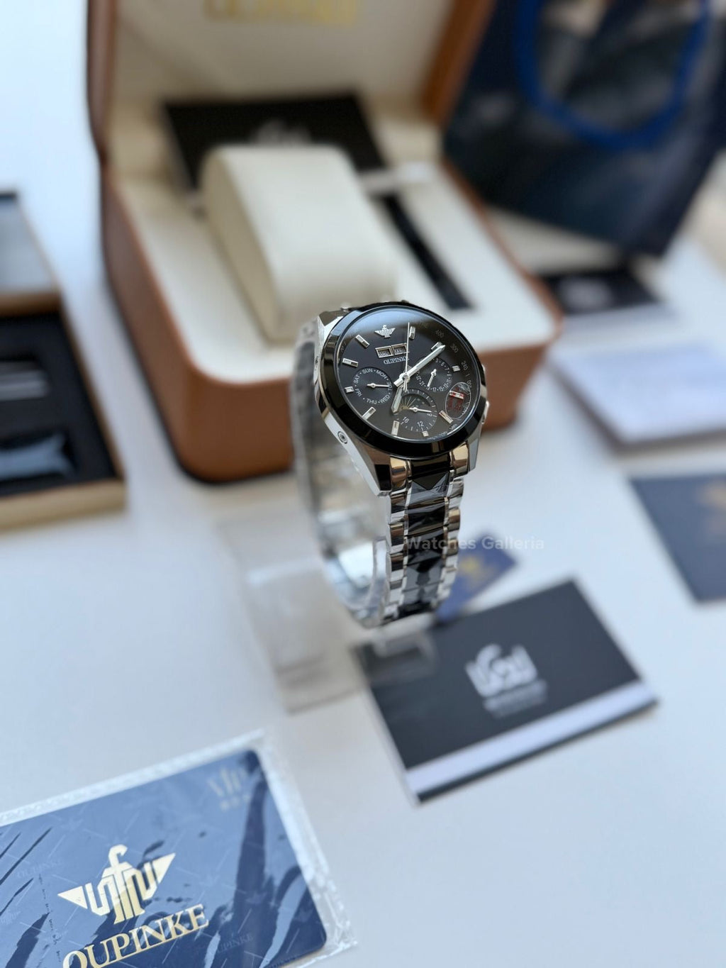 Oupinke Moonphase Two Tone Automatic (Silver/Black) Oupinke3238 Watches Galleria