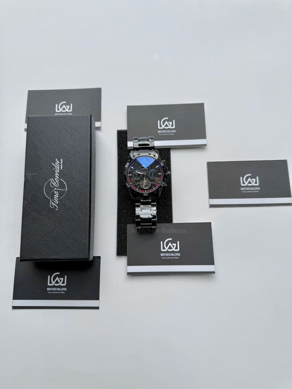 Glenaw GL8919B Moonphase Flywheel Automatic Watch – Black Blue Dial | Luxury Automatic Wristwatch for Men | Glenaw Watches Pakistan