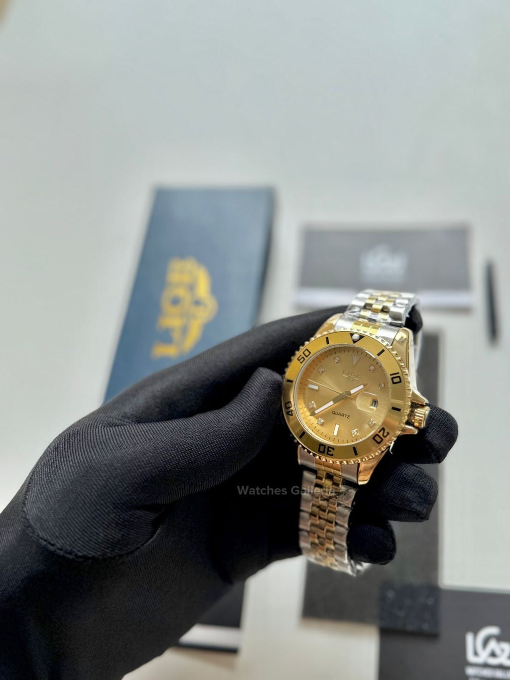 Lige Submariner Quartz (Yellow Gold) Lige89151 Watches Galleria