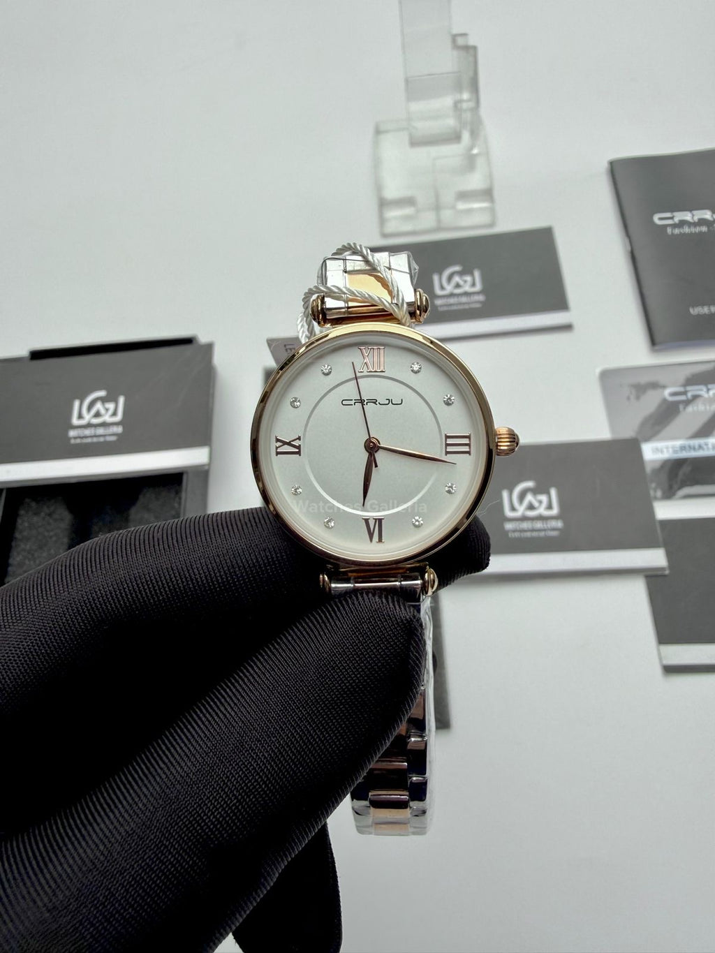 Crrju 2178 Ladies Watch Quartz (White/Rose Gold) CRRJU Watch Pakistan