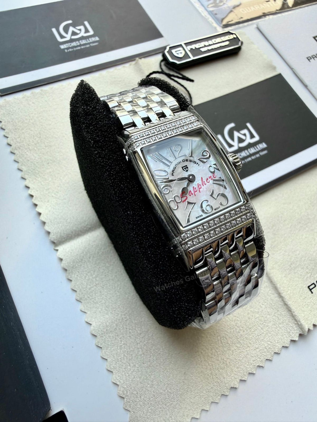 Pagani Design PD1737 Square Ladies Watch Silver White 22mm – Swiss Ronda 762 Quartz | Sapphire Glass | Elegant Stone Dial
