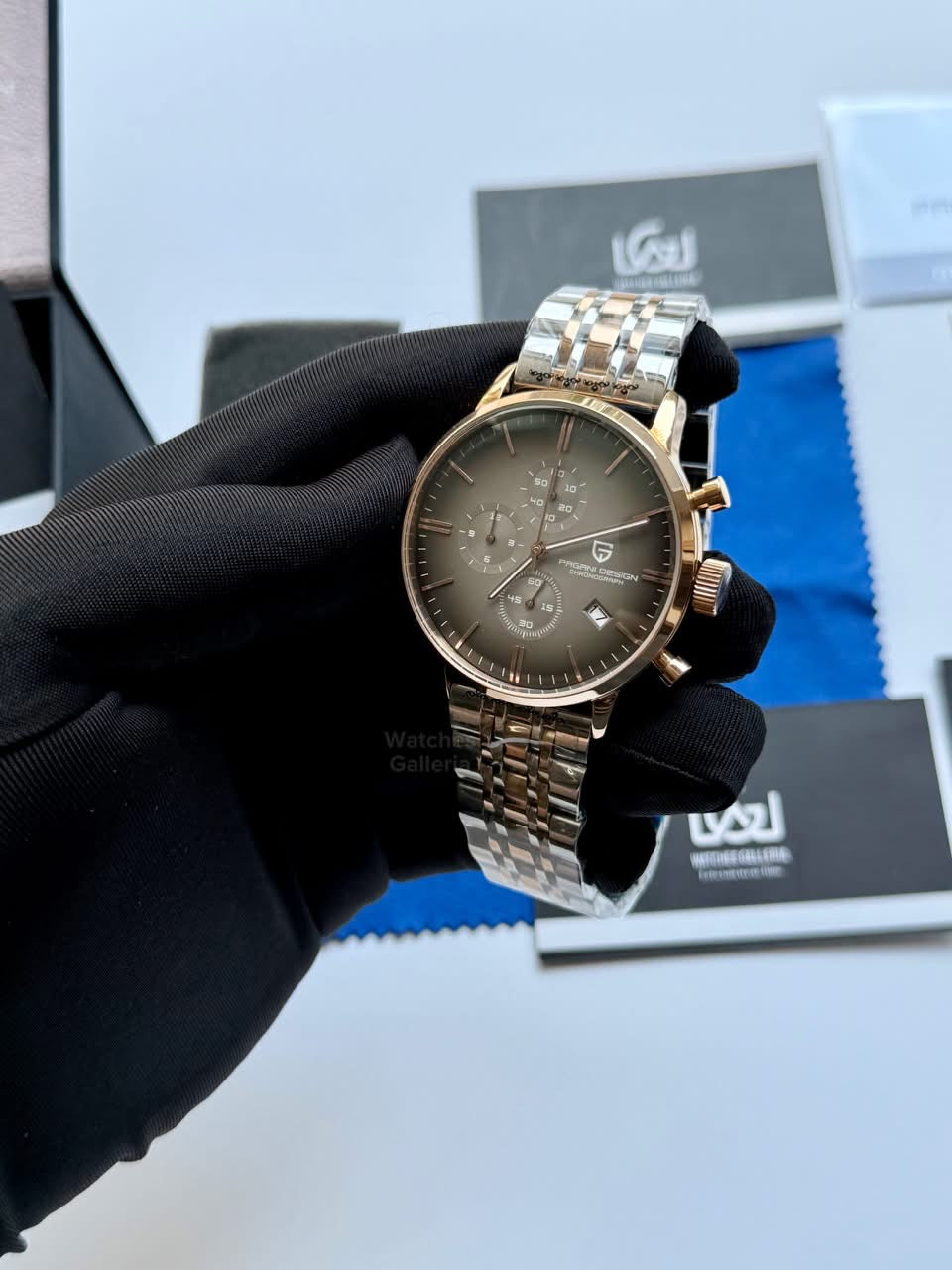 Pagani Design PD2720K Flight Chronograph Watch Limited Edition Rose Gold White Dial Men’s Luxury Watch | Japanese Seiko VK67 Mecha Quartz Chronograph Movement | Stainless Steel Bracelet | 50M Waterproof
