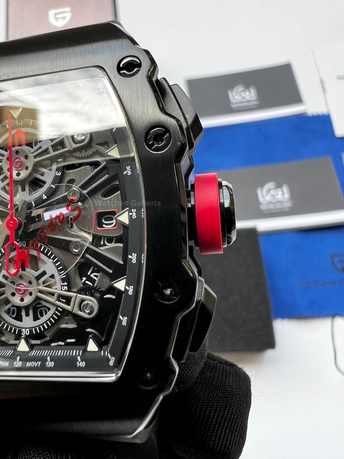 Pagani Design Tonneau Chronograph Quartz Watch (Black/Black) PDys011 Watches Galleria