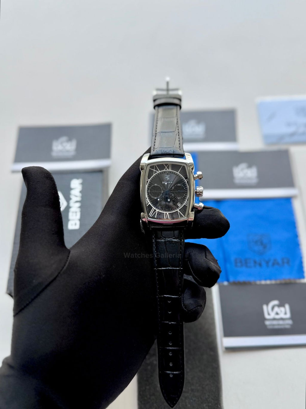 Benyar BY5113 Square Chronograph (Black/Silver) Benyar Watch Pakistan